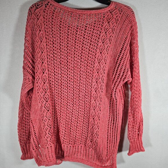 Chicos Pink Shimmer Sweater Size 0 Small, Gently Used, slip holes, summer cover - Picture 9 of 12